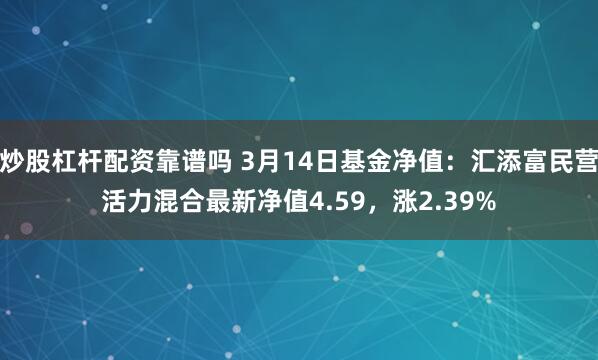 炒股杠杆配资靠谱吗 3月14日基金净值：汇添富民营活力混合最新净值4.59，涨2.39%
