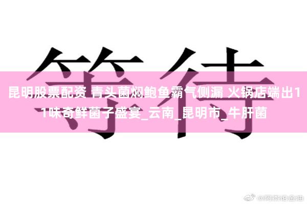 昆明股票配资 青头菌焖鲍鱼霸气侧漏 火锅店端出11味奇鲜菌子盛宴_云南_昆明市_牛肝菌